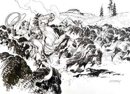 Giovanni Ticci | Tex - Giovanni Ticci - illustrazione originale - Page volante | Catawiki