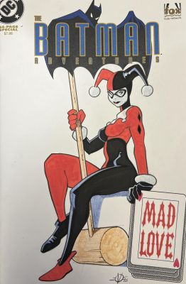THE BATMAN ADVENTURES BLANK COVER WITH ORIGINAL DRAWING BY OLIVIER VATINE - HARLEY QUINN N°1 | Pulp’s