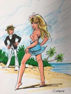 Dany | Dany - Dessin original couleur - Colombe sur la plage | Catawiki