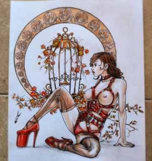 Emilia Lista | Pin Up - E. Lista - original artwork "Fujiko" - Page volante - Exemplaire unique | Catawiki