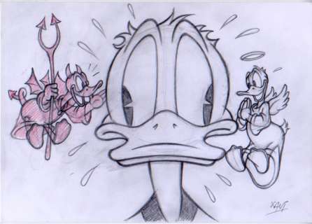 Xavi (Xavier Vives Mateu) | Donald Duck - Dibujo original - I don’t know who tells me the truth - XAVI - (2019) | Catawiki