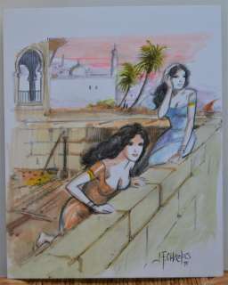 Charles, J.F. | Charles, J.F. - Dessin original - Sur la terrasse | Catawiki