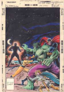 Bob Layton, Herb Trimpe, Steve Oliff - Defenders #69 cover - hulk, nighthawk, hellcat, and valkyrie vs. The anything man - painted after published by steve oliff! - 1979 signed by stan lee