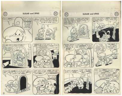 Sheldon Mayer Original Hand-Drawn ‘‘Sugar and Spike‘‘ Comic Book -- 10 Pages From the August 1957 Issue #9 Where the Two Toddlers Discover Mirrors