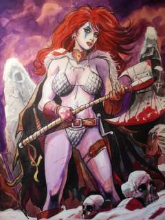 Candita, Giuseppe | Red Sonja - - Original colour drawing - Red Sonja - End of the battle - (2022) | Catawiki
