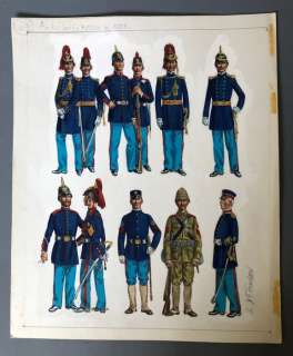 Funcken, Fred & Liliane | Funcken, Fred & Liliane - Dessin original couleur - L’Uniforme & armes des soldats des Etats Unis, Artillerie de 1874 Ã  1881 - (1969) | Catawiki