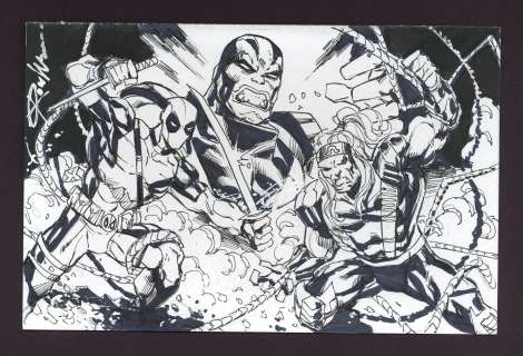 Deadpool, Omega Red, and Apocalypse Sketch by Ron Williams