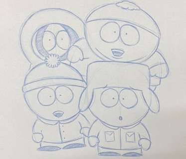 Todd Aaron Smith | South Park (1997) - Lay Out drawing of South Park, made by Todd Aaron Smith (certificated) | Catawiki