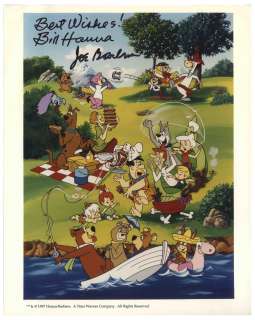 Bill Hanna & Joe Barbera Signed 8’’ x 10’’ Photo of Their Animated Characters -- Flintstones, Jetsons, Scooby-Doo, Etc. | Nate Sanders