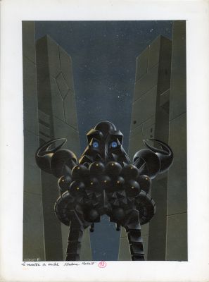 Jean-Michel Nicollet | ILLUSTRATION ORIGINALE DE COUVERTURE POUR LE MONSTRE DE MÉTAL | Galerie Barbier