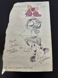 Jidéhem | Jidéhem - Originele opdrachttekeningen van Guust Flater en Sophie op een stuk tafellaken | Catawiki