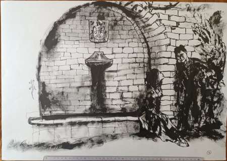 Baudoin, Edmond | Baudoin, Edmond - Dessin original - Les Chemins de l’eau en Provence n°14 - Allégorie de l’eau - (2011/2012) | Catawiki