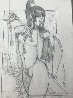 Michetz, Marc | Michetz, Marc - Dessin original - Geisha au sabre - (2022) | Catawiki