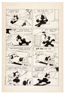OTTO MESSMER FELIX THE CAT 1949 COMIC BOOK PAGE ORIGINAL ART WITH FUNNY PAPERS GAG. | Hake’s