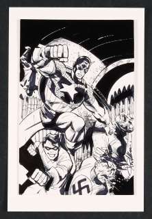 Captain America and Bucky vs. Von Stucker and Master Man Sketch by Ron Williams | mycomicshop.com