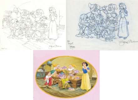 Sara Storino | Snow White & The Seven Dwarfs - Princess Tea Party - 2 Signed Original Pencil Artworks by Sara Storino - "Teapot" - Page volante - (2004) | Catawiki