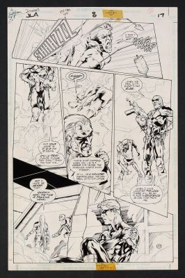 Oscar Jimenez, Chip Wallace | Original Art from JLA #8 (1997) Page 17 Pencils by Oscar Jimenez, Inks by Chip Wallace | mycomicshop.com (Buy It Now)