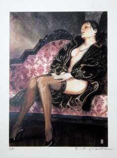 Milo Manara | Milo Manara - "Il Gioco - Claudia Sul Divano" - Page volante - EO | Catawiki