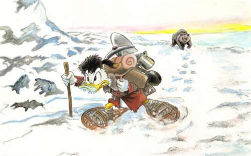 Tony Fernandez, Disney Artist | Scrooge McDuck Inspired By Carl Barks Young Scrooge - Original Painting - Tony Fernandez Signed - Acrylic Art - Original Artwork - No reserve price! | Catawiki