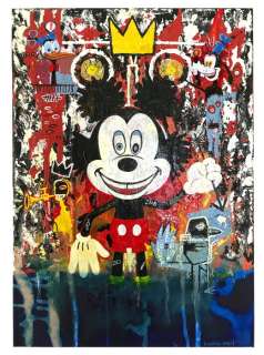 Roberto Ronchi, Disney Artist | Mickey Mouse - "Analphabet Artist" inspired by Jean-Michel Basquiat - Mixed technique on canvas - (2022) | Catawiki