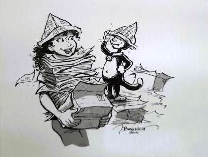 Jan Bosschaert | Bosschaert, Jan - Sam - Originele tekening in Chinese inkt - (2003) | Catawiki