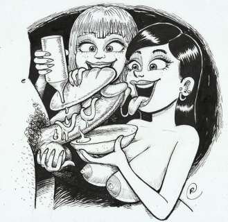 Ramis | Ramis - Original drawing - underground comic - sexy girl - full sandwich - EO | Catawiki