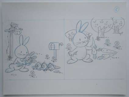 Ray Goossens (Studio) | Ray Goossens (Studio) - MUSTI - Originele pagina (potlood versie) (p.6) - Babysit - (2005) | Catawiki