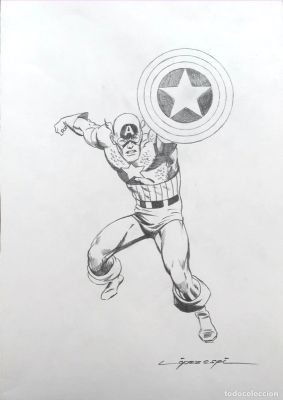 LOPEZ ESPI DIBUJO ORIGINAL CAPITAN AMERICA | todocoleccion (Buy It Now)