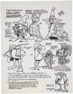 Vaughan Bodé Dead Bone "Wall Wax Inhabitants" Illustration (1968). A nice early sheet of -