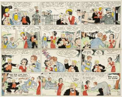 Paul Fung Sr. Dumb Dora Hand Colored Sunday Comic Strip Original Art dated 6-5-32 (King Features Syndicate, -