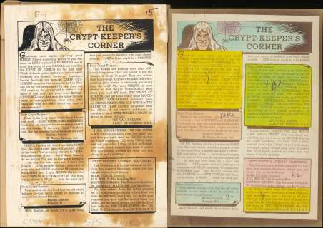 The Crypt-Keeper’s Corner, Crypt of Terror 19, Text Story& Color Guide Silver Print (1950) | Russ Cochran