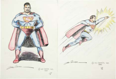 Joe Shuster Superman Specialty Drawing Original Art Group (1985). These four spectacular specialty drawings - | Heritage