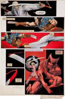 Frank Miller, Joe Rubinstein, and Steve Oliff Wolverine #4 Hand-Painted Page Original Art (Marvel, 1982). Blades -