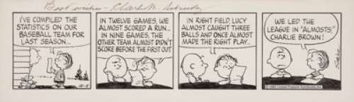 Charles Schulz Peanuts Daily Comic Strip Original Art dated 10-5-85 (United Feature Syndicate, 1985). Leave it to - | Heritage