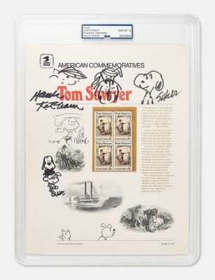 Charles Schulz Signed Sketch of Snoopy, Graded 10 by PSA -- Also with Hank Ketcham, Bill Keane & Bud Blake Signed Sketches | Nate Sanders