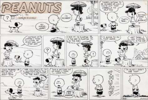 Charles Schulz Peanuts Sunday Comic Strip Original Art 9-14-52 (United Feature Syndicate, 1952). As usual, Lucy - | Heritage