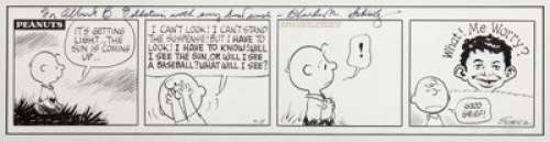 Charles Schulz Peanuts Daily Comic Strip Featuring Alfred E. Neuman Original Art dated 7-5-73 (United Feature - | Heritage