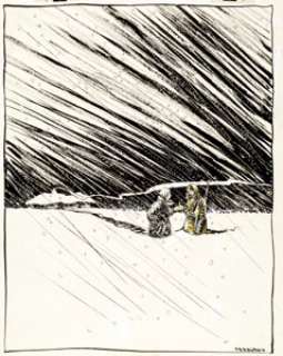 Bill Mauldin Collier‘s Editorial Cartoon Original Art (1951). US Soldier Willie assures a Korean woman that -