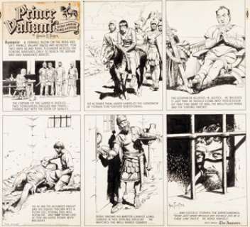 Hal Foster Prince Valiant Sunday Comic Strip #400 and The Medieval Castle Companion Strip Original Art - | Heritage
