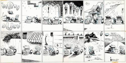 Bobby London Dirty Duck Comic Strip Original Art (1972). Business gets a little competitive between Mr. -