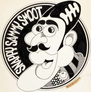 Skip Williamson Snappy Sammy Smoot Lapel Button Design Original Art (Pinback Jack/Krupp Comic Works, 1975). -
