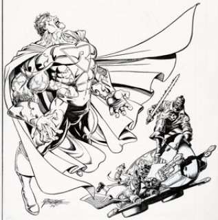 George Perez Ultraforce #9 Cover Original Art (Malibu, 1995). This dramatic cover featuring Prime and the -