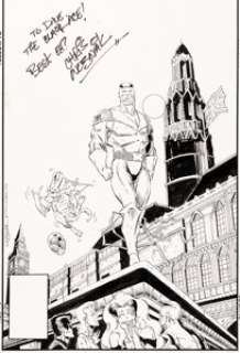 Chris Wozniak and Al Milgrom Excalibur #21 Original Cover Art (Marvel, 1990). Captain Britain, Meggan, -