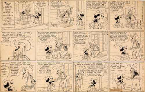  - Floyd Gottfredson and Al Taliaferro Mickey Mouse Sunday Comic Strip Original Art dated 7-18-37 (King Features Synd...