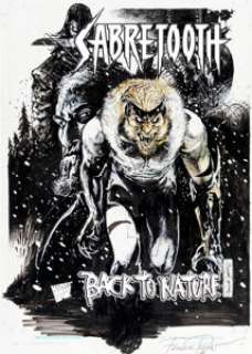 Frank Teran Sabretooth #1 - Back To Nature Cover Original Art (Marvel, 1998)....