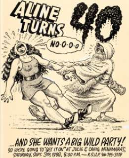 Robert Crumb - Aline Kominsky-Crumb Birthday Party Invitation Illustration Original Art (1988)....