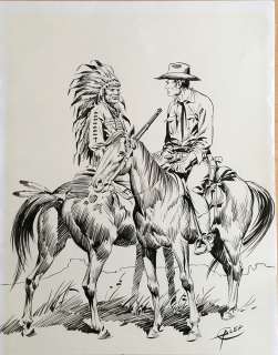 Aurelio Galleppini (Galep) - Original illustration for Tex. Cm. 22x28. Ink. Signed. Mint