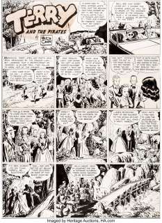 Milton Caniff Terry and the Pirates Sunday Comic Strip Dragon Lady Original Art dated 7-16-39 (News -
