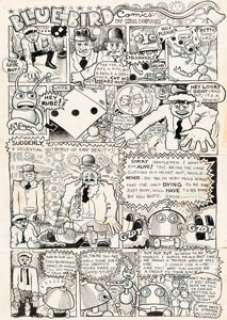 Kim Deitch - The Kablitzen Follies Complete 1-Page Underground Comix Story "Blue Bird Comics" Original Art (Kablitzen, 1968).