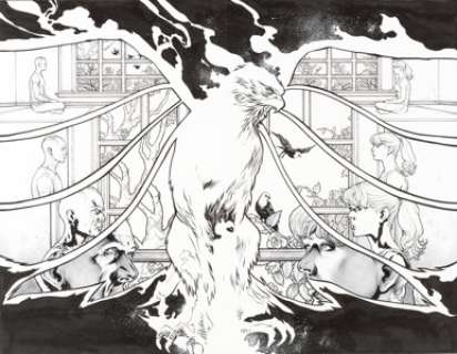 J.H. Williams - Batwoman #13 Double Splash Page 16-17 Original Art (DC, 2012).